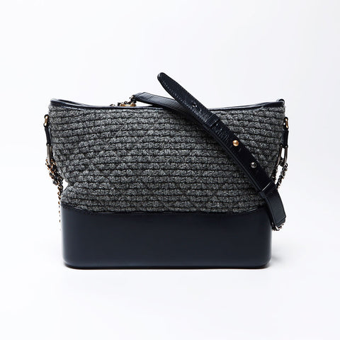 Chanel Gabriel de Knit 2017链肩袋灰色海军WS12214