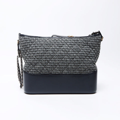 Chanel Gabriel de Knit 2017链肩袋灰色海军WS12214