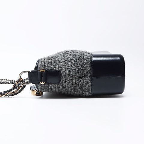 CHANEL Gabriel Doknit 2017 链条单肩包 灰色 海军蓝 WS12214