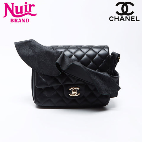 香奈儿（Chanel Frill Matelasse）金色硬件30 2021肩袋黑色WS12215