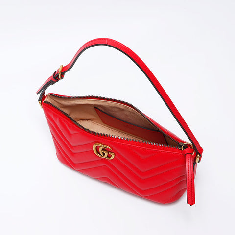 Gucci GG Marmont Leathersse Pouch Mini肩带红色WS12221