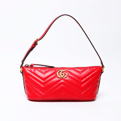 Gucci GG Marmont Leathersse Pouch Mini肩带红色WS12221