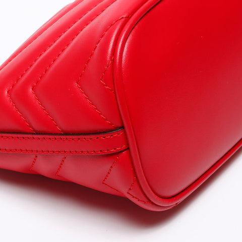 Gucci GG Marmont Leathersse Pouch Mini肩带红色WS12221
