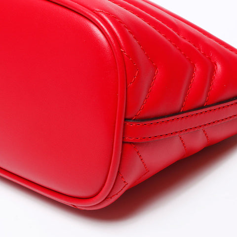 Gucci GG Marmont Leathersse Pouch Mini肩带红色WS12221