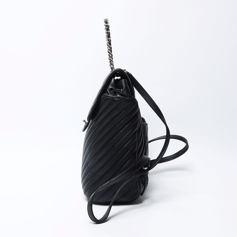 CHANEL COCO Mark V Stitch Chevron 22 series 2015-2016 Backpack  Daypack black WS12229