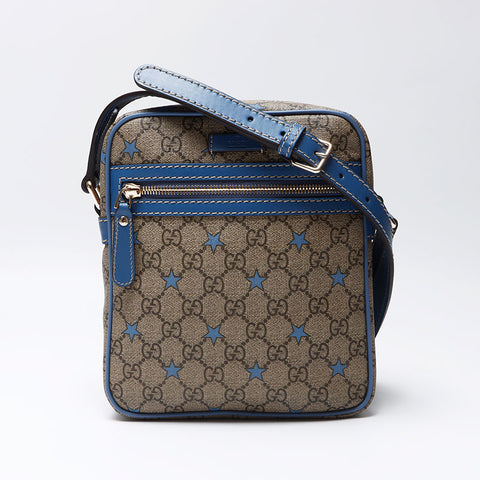 Gucci GG Supreme Star PVC肩带蓝色米色WS12239