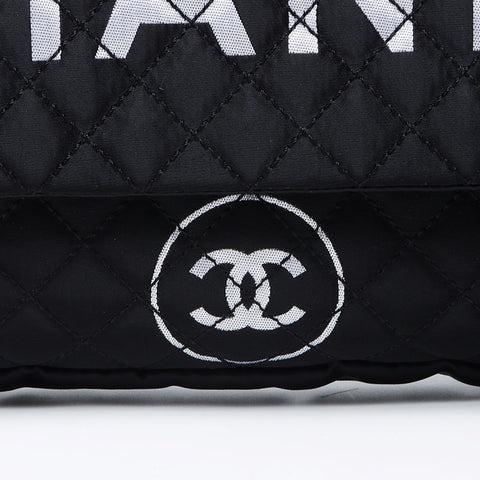CHANEL COCO Mark Matelasse 11th Series 2008 Nylon Handbag black WS12244