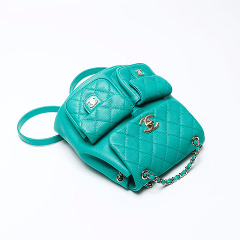 Chanel Dumas Coco Mark Caviar Skin 2way 2023 Backpack/Daypack Green WS12260