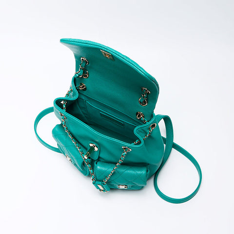 Chanel Dumas Coco Mark Caviar Skin 2way 2023 Backpack/Daypack Green WS12260