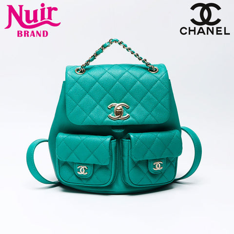Chanel Dumas Coco Mark Caviar Skin 2way 2023 Backpack/Daypack Green WS12260