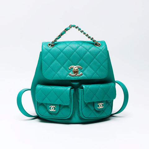 Chanel Dumas Coco Mark Caviar Skin 2way 2023 Backpack/Daypack Green WS12260
