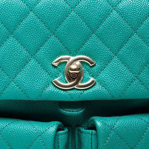 Chanel Dumas Coco Mark Caviar Skin 2way 2023 Backpack/Daypack Green WS12260