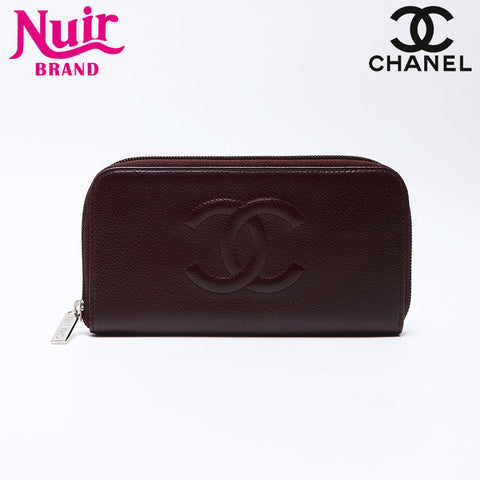 シャネル CHANEL ココマーク ラウンドジップ 11番台 2008年 カーフレザー 長財布 ブラウン WS12261