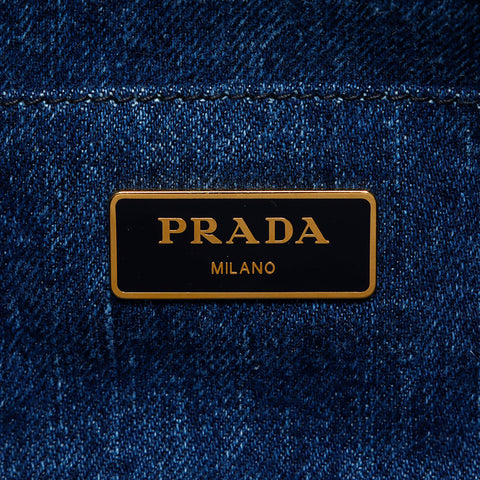 PRADA CANAPA牛仔布2向手提袋海军WS12270