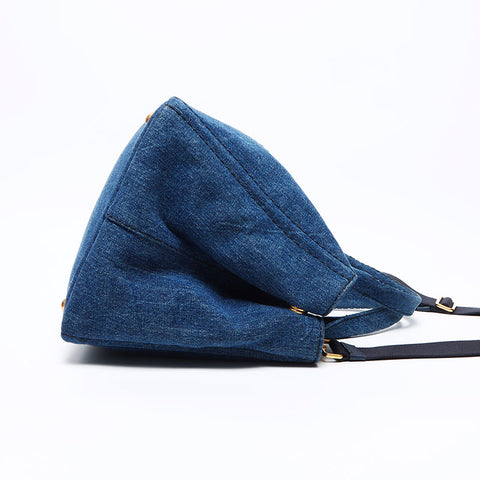 PRADA CANAPA牛仔布2向手提袋海军WS12270