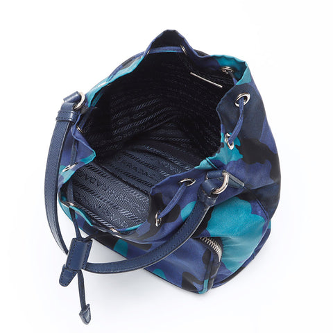 Prada Nylon Triangle徽标标签迷彩肩cam肩袋海军WS12272