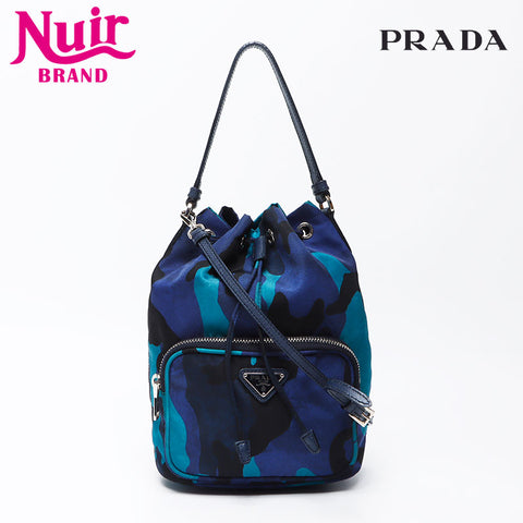 Prada Nylon Triangle徽标标签迷彩肩cam肩袋海军WS12272
