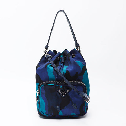 Prada Nylon Triangle徽标标签迷彩肩cam肩袋海军WS12272