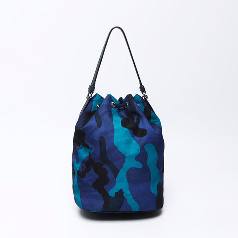 Prada Nylon Triangle徽标标签迷彩肩cam肩袋海军WS12272