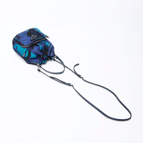 Prada Nylon Triangle徽标标签迷彩肩cam肩袋海军WS12272