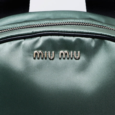miu miu miu缎面猫徽标背包/牛皮纸卡其布WS12275