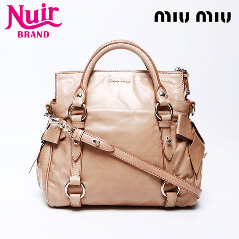 Miu miu miu ruban argenté metal raccord briterolux sac à main beige ws12285