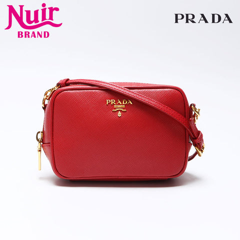 Prada Saffiano迷你相机包徽标徽标肩袋红色WS12286