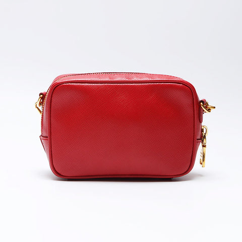 Prada Saffiano迷你相机包徽标徽标肩袋红色WS12286