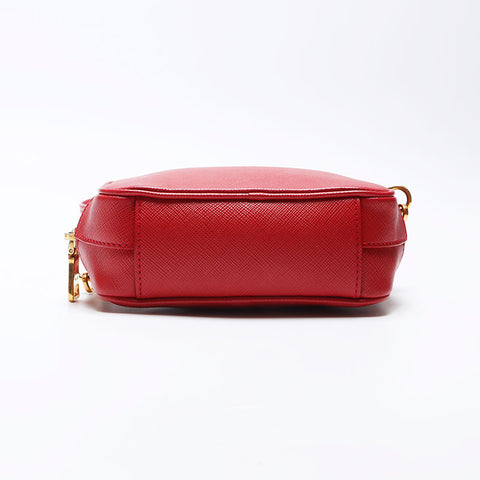 Prada Saffiano迷你相机包徽标徽标肩袋红色WS12286