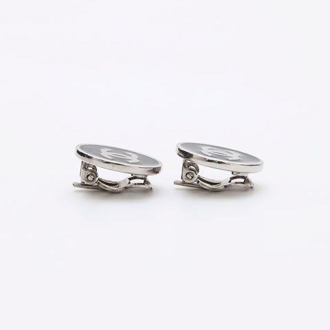 CHANEL COCO Mark 2004 Earring Black Silver WS12303