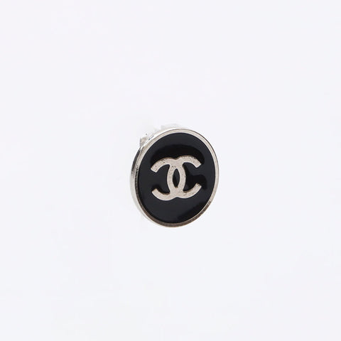 CHANEL COCO Mark 2004 Earring Black Silver WS12303