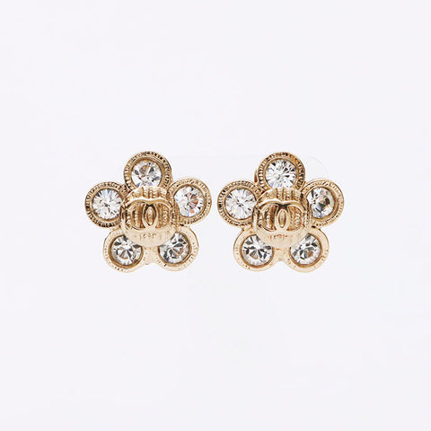 Chanel Coco Mark Flower Rignestone 2006 Boucles d'oreilles en or WS12306