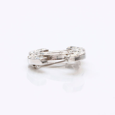 Chanel Coco Mark Rhinestone 2001 Brooch Silver WS12309
