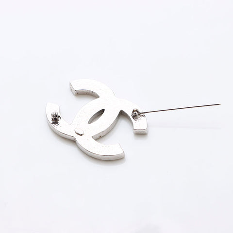 Chanel Coco Mark Rhinestone 2001 Brooch Silver WS12309