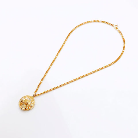 Céline Logo Rhingestone Round Collier Gold WS12311