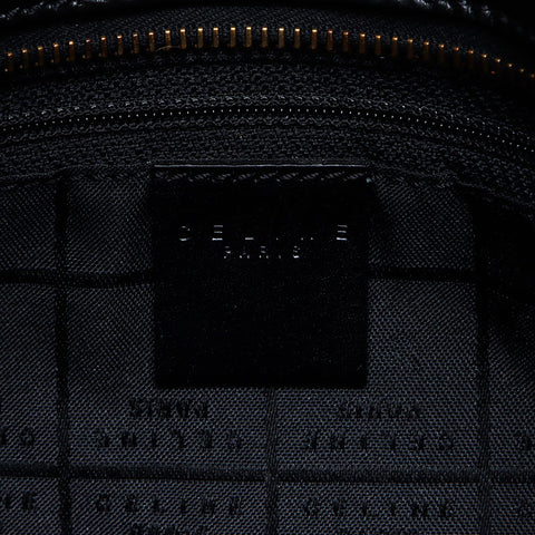 Céline Macadam Canvas en cuir Sac à épaule noire WS12318