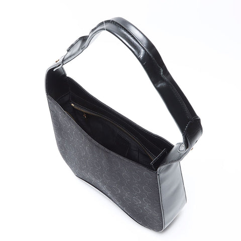 Céline Macadam Canvas en cuir Sac à épaule noire WS12318