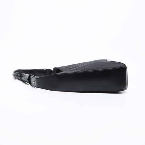 Céline Macadam Canvas en cuir Sac à épaule noire WS12318