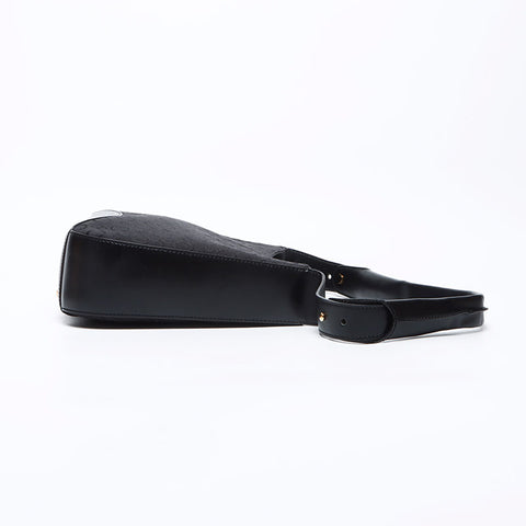 Céline Macadam Canvas en cuir Sac à épaule noire WS12318