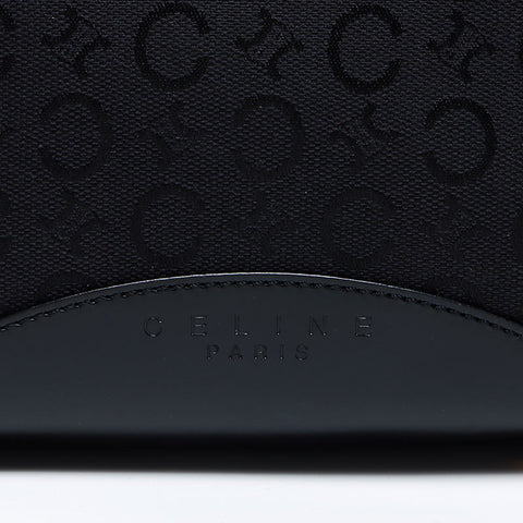 Céline Macadam Canvas en cuir Sac à épaule noire WS12318