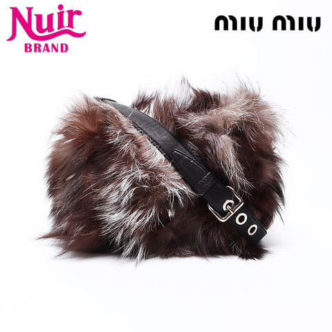 miu miu miu fof狐狸皮瓣肩带棕色WS12321