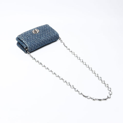 miu miu miu mini尺寸水钻肩袋海军WS12323