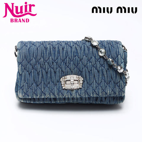 miu miu miu mini尺寸水钻肩袋海军WS12323
