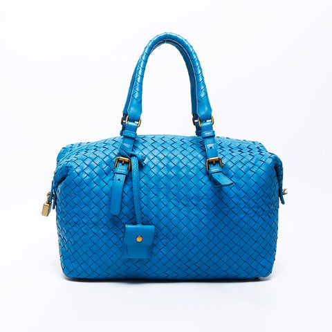 ボッテガヴェネタ BOTTEGAVENETA ストラップ イントレチャート ボストンバッグ ブルー WS12328