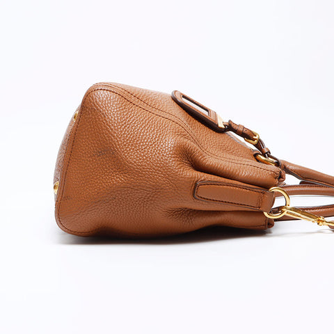 Prada 2way Sac à épaule sac à main en cuir marron WS12329