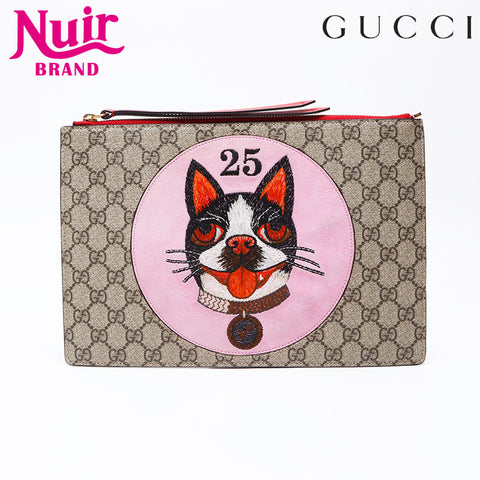 Gucci GG最高狗Bosco离合器袋米色WS12338