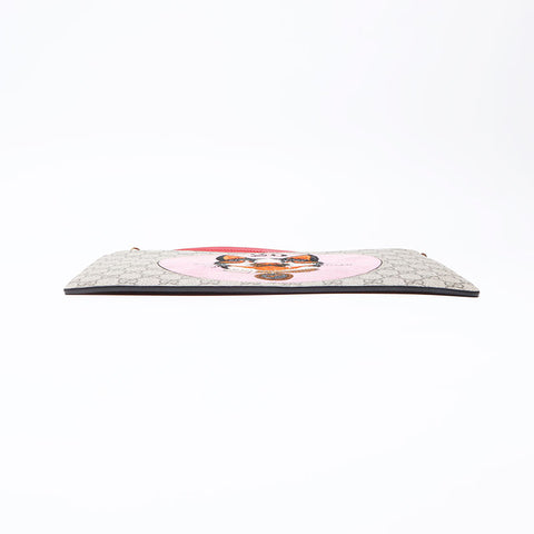 GUCCI GG Supreme Dog Bosco Clutch-Tasche beige WS12338