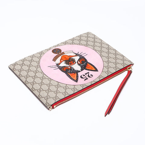 Gucci GG最高狗Bosco离合器袋米色WS12338