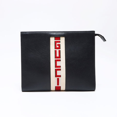 Gucci Gucci徽标雪利酒系列2019离合器袋黑色WS12339