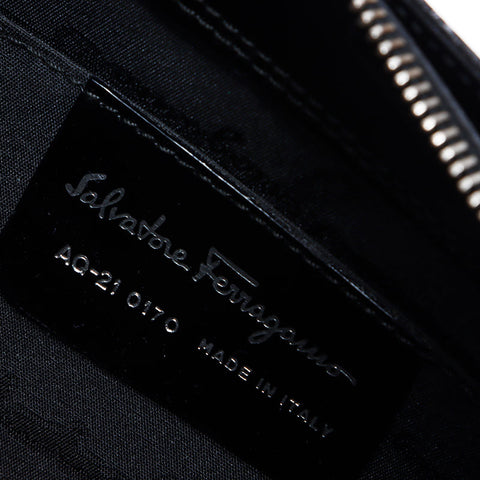Salvatore Ferragamo Gancini Silver Riches de veau en cuir Hobo Sac à épaule noire WS12345